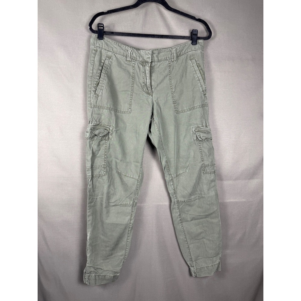 LOFT Cargo Pants‎ Womens 6 Olive Green Utility Tapered Ankle Zip Mid Rise
